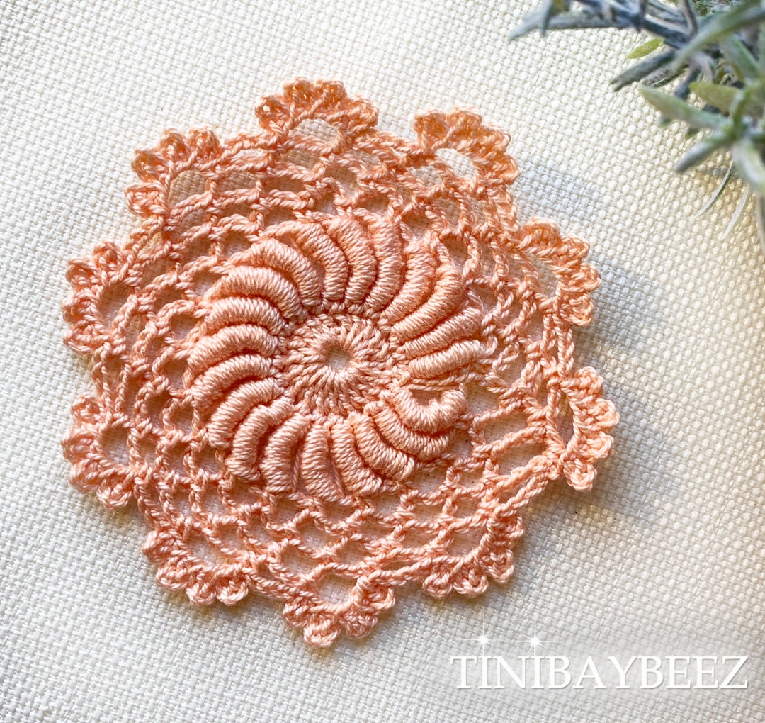 Set of 6 Apricot Mini Doilies -crochet Doily -craft Doily- 3