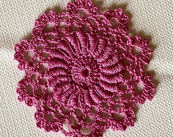 Set of 6 Mauve Mini Doilies--3" Cotton Doily-Craft Doily-Mauve Doily