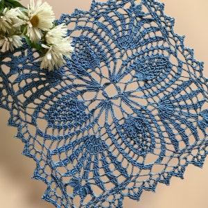 Country Blue 13“ Square Doily -Crocheted Doily-Table Decoration