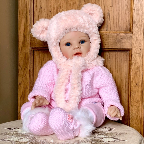 Baby Teddy Bear HatBaby Winter HatBaby Crocheted Hat Pink Etsy