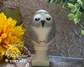 Mini Resin Owl Figurine with Pedestal: Woodland Shelf Decor
