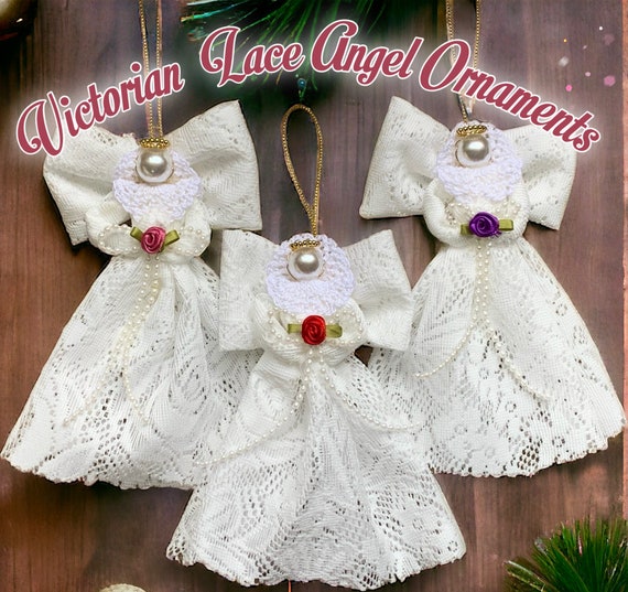 Victorian Lace Ornaments Charm Square Vintage Lace Angel Christmas