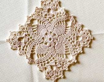 Set of 2 Ecru Square Doilies -Ecru Doily-5 1/2 inch Square Doily-Ecru Square Doilies