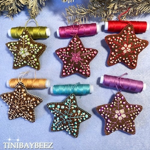 Star Ornament-Felt Ornament-Embroidered Star Ornament -Ornament Exchange Gift