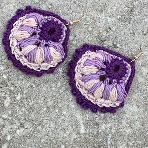Purple Crocheted Earrings-Boho Style Shell shaped Earrings