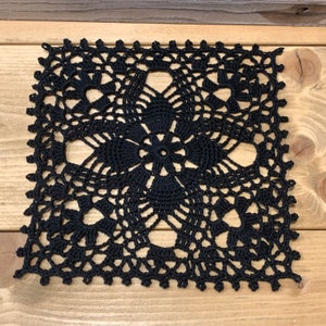 Set of 2 7 inch Black Square Doilies image 2