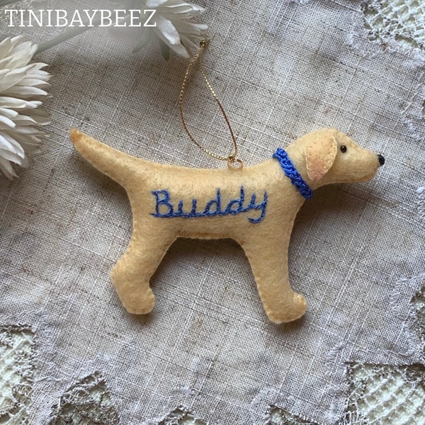 Personalized Lab Ornament with a crochet collar