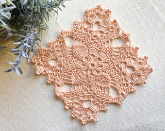 Set of 2 Apricot Square Doilies -Doilies-5 1/2 inch Square Doily-Apricot Square Doilies