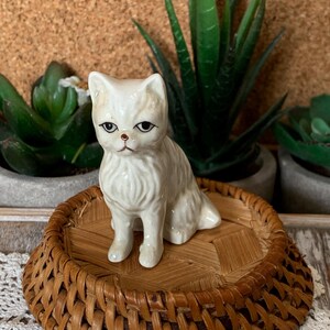 Vintage White Porcelain Cat Figurine