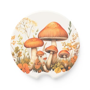 Soapstone Car Coaster Vintage Mushroom