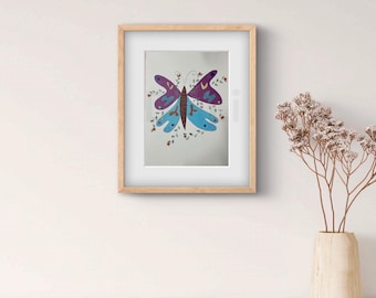 Floral Schmetterling Druck: Home Dekor, T-Shirt & Tasse Design (JPG Digital Download)