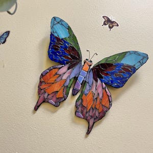 Butterfly Stained Glass Mosaic, Wall Decor, Glitter Mosaic, Wedding Gift, Anniversary Gift, Birthday Gift, New Home Gift, Colorful, Tropical