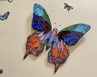 Schmetterling Glas-Mosaik, Glitter-Wand-Dekor (11x10,5 Zoll)