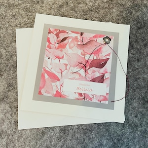 Progetta il biglietto di condoglianze >Sentite condoglianze< Eucalipto rosa - stampa acquerello - 14,5 x 14,5 cm - incl. busta - personalizzabile