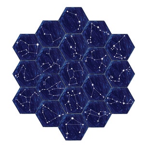 My Sky - Juego de pines esmaltados con un mapa estelar de 19 - Símbolos del zodiaco, constelaciones, astrofotografía
