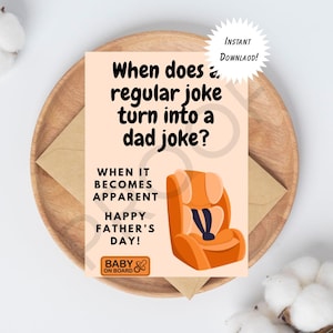 Divertente biglietto d'auguri per la prima festa del papà / "Quando diventa evidente" / Biglietto d'auguri con battuta per papà e bambino / Download digitale