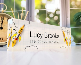 Personalized Teacher Desk Name Plate, Teacher Appreciation Gift, Teacher Name Plate, Chalkboard, Acrylic Name Plate for Teacher, CAB56TC