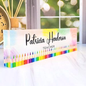 Personalized Teacher Desk Name Plate, Teacher&#39;s Appreciation Gift, Teacher Name Plate, Gift for Teacher, Name Plate for Teacher, CAB24TC