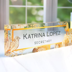 Personalized Name Plate for Desk, Decorative Clear Acrylic Glass, Custom Office Decor Nameplate Sign | Personalized Gift for Women, CAB10FW