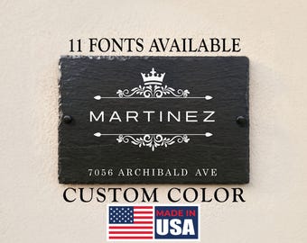 Personalized Rustic Slate Sign for Name and House Address SLT-A01
