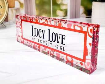 Valentines Day Gift, Personalized Valentines Day Gift, Custom Name Plate for Desk, Valentines Day Gift Name Plate, Gift for Lover, CAB70VT