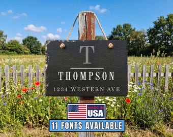 Personalized Rustic Slate Sign for Street Address SLT-A02
