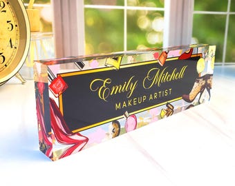Personalized Name Plate for Desk, Clear Acrylic Glass Name Plate, Custom Office Decor, Fashion Nameplate Sign, Personalized Gift, CAB11GR