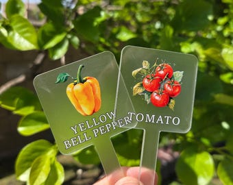 Marcadores para plantas de jardín de hierbas, estacas de acrílico para etiquetar frutas y verduras