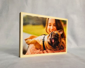 Custom Dog Photo Print on Wood: Personalized Pet Photo Frame