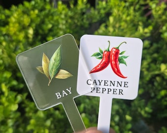 Premium Acrylic Herb Vegetable Garden Markers, Waterproof Plant Stakes