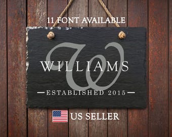 Personalized Custom Slate Sign for Family Name Plaque with Established Year, SLT-A04B