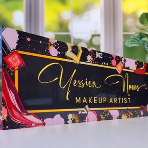 Desk Name Plate for Women, Personalized Desk Name Plate Plaque, Makeup Artist Name Plate for Desk, Clear Acrylic Name Plate, CAB30GR