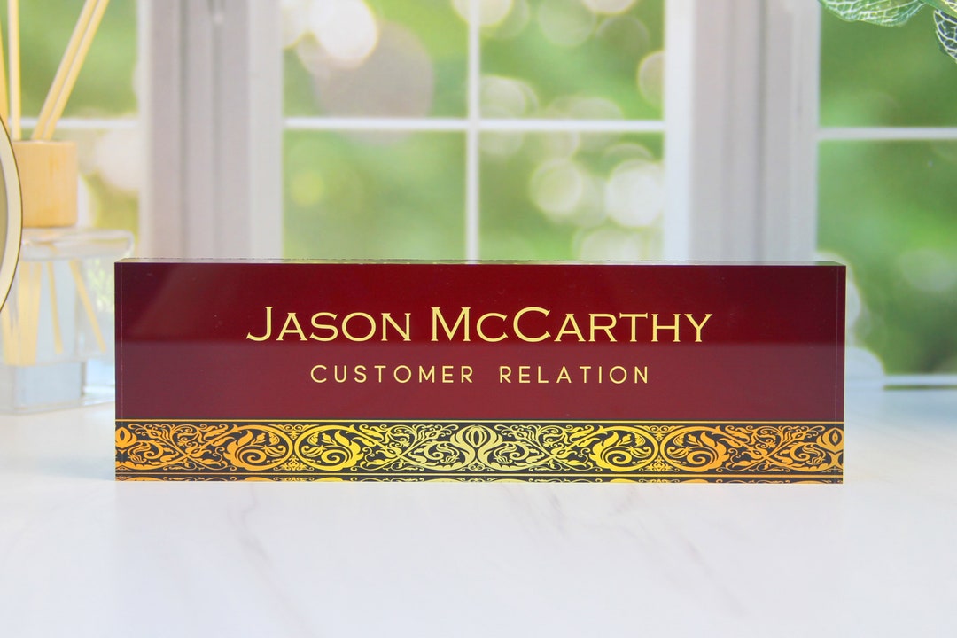Executive Desk Name Plate, Personalized Desk Name Plate Plaque, Damask