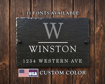 Personalized Rustic Slate Sign for House Street Address SLT-A02