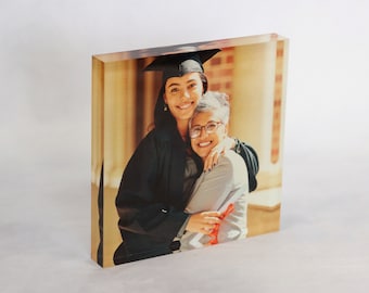 Acrylic Glass Photo Frame Block, Custom Acrylic Block  for Photo, Crystal Glass Photo Frame, Gift for Mother, Gift for Dad, Graduation Gift