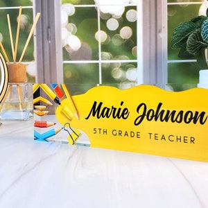 Personalized Teacher Desk Name Plate, Teacher Appreciation Gift, Teacher Name Plate, Chalkboard, Acrylic Name Plate for Teacher, CAB55TC