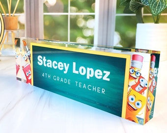 Personalized Teacher Desk Name Plate, Teacher Appreciation Gift, Teacher Name Plate, Teacher Gift, Acrylic Name Plate for Teacher, CAB53TC