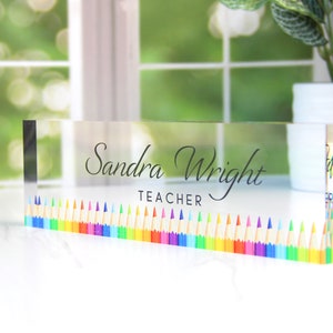 Personalized Teacher Desk Name Plate, Teacher Appreciation Gifts, Teacher Name Plate, Teacher Gift, Acrylic Name Plate for Teacher CAB08TC