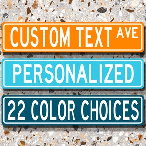 Custom Metal Street Sign, Vintage Metal Road Sign, Personalized Metal Street Sign, 22 Color Choices, Personalized Aluminum Sign, ACW01