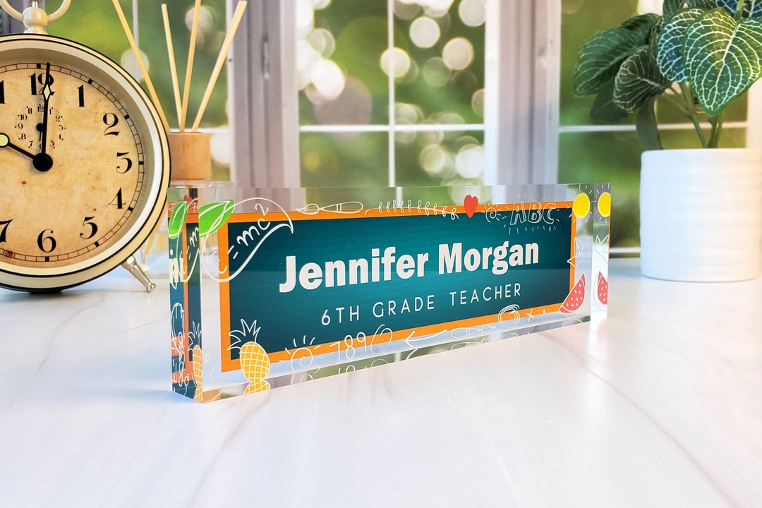 Personalized Teacher Desk Name Plate, Teacher Appreciation Gift, Teacher Name Plate, Chalkboard
