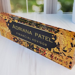 thumbnail image 2 of Floral Name Plate For Desk, Business Anniversary Gift, Clear Acrylic... 2 of 14