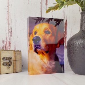 Acrylic Glass Photo Block | Crystal Glass Photo Frame | Pet Memorial Photos | Pet Keepsake Photos | Dog Cat Gift | Gift for Dog Lovers