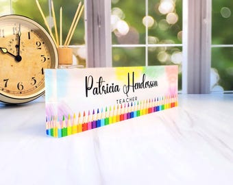 Personalized Teacher Desk Name Plate, Acrylic Teacher Gift, CAB24TC
