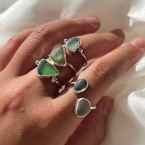 Custom built your own seaglass ring in silver, send your own seaglass for a custom ring. Build your own ring. Handmade Seaglass Ring.