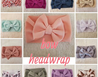 Bow Headwrap-baby bow headband-Giddy Baby-pick your color-liverpool bullet fabric-baby to toddler sizes