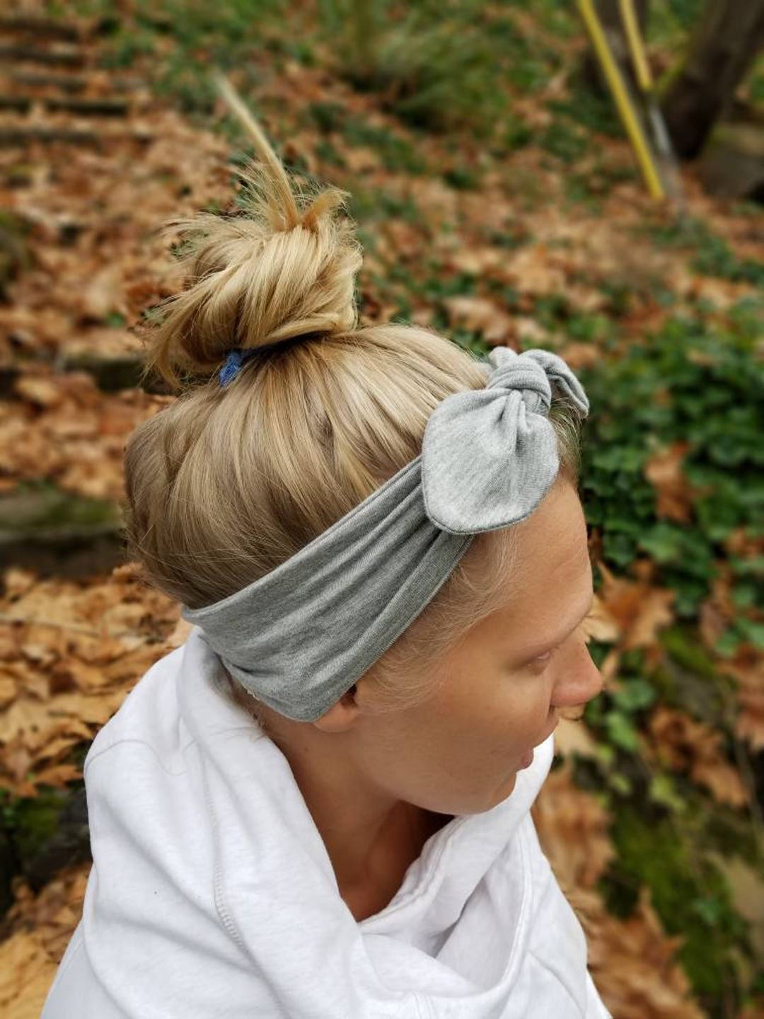 Heather Gray Knot Bow Headband Adjustable Headband-top Knot - Etsy