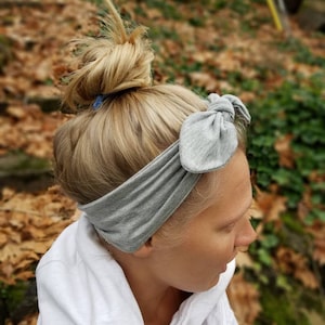 Heather Gray Knot Bow Headband, Adjustable Headband-Top Knot Headband, Women Knot Bow Headband-Jersey Knit Headband, GiddyBand