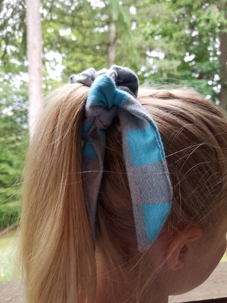 Buffalo Check Flannel Scrunchie Knot Bow Scrunchie Bun Etsy