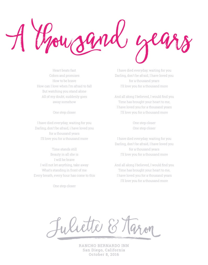 A Thousand Years Song Lyrics Wedding song First Dance