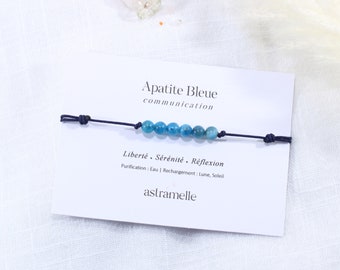 Discreet cord and Blue Apatite bracelet, Évidence - Minimalist fine stone jewelry